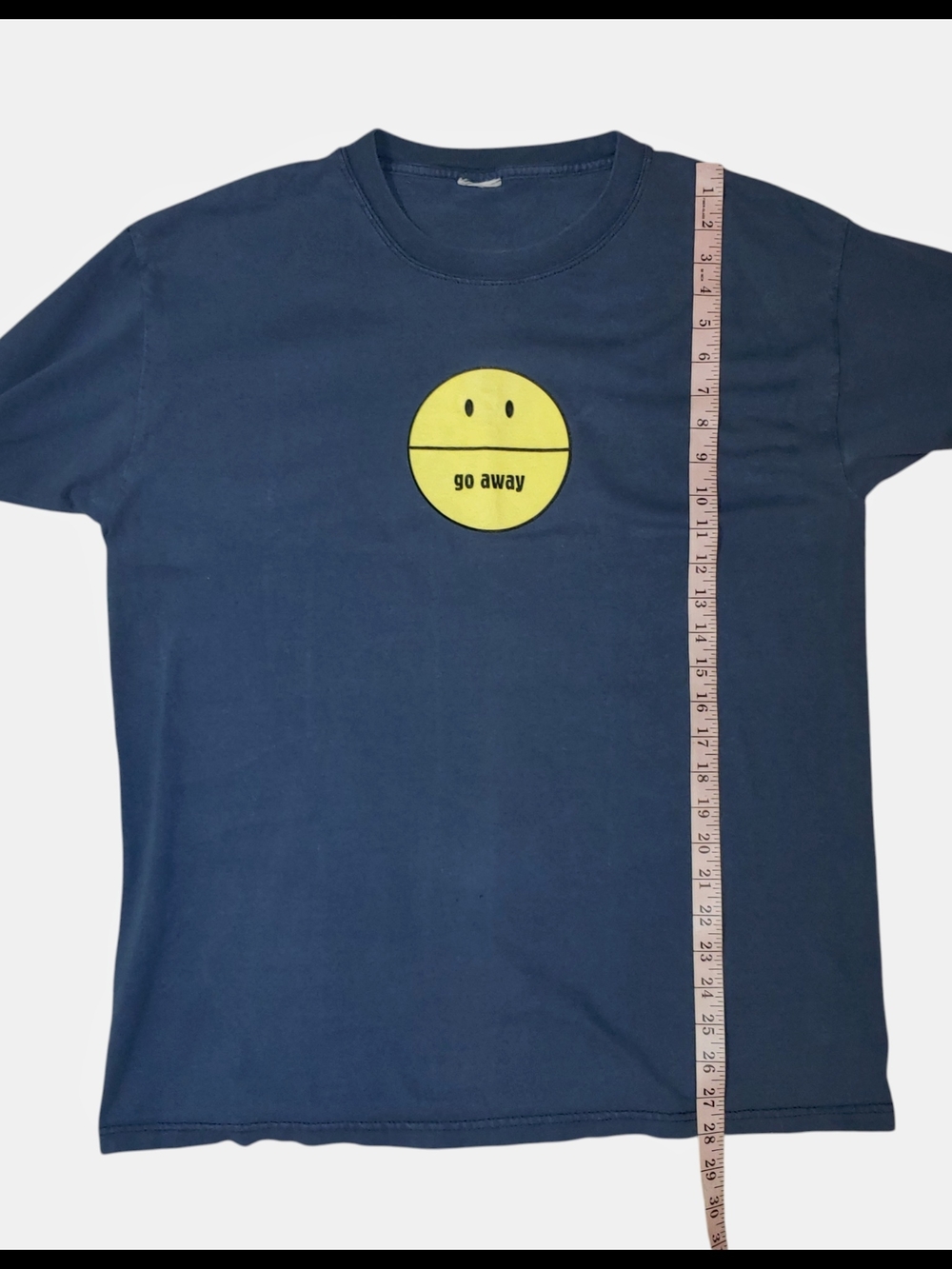 Blue Graphic Tee with Yellow 'Go Away' Print - Picture 4 of 5